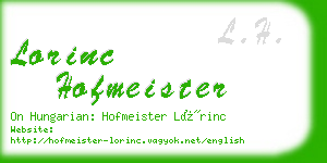 lorinc hofmeister business card